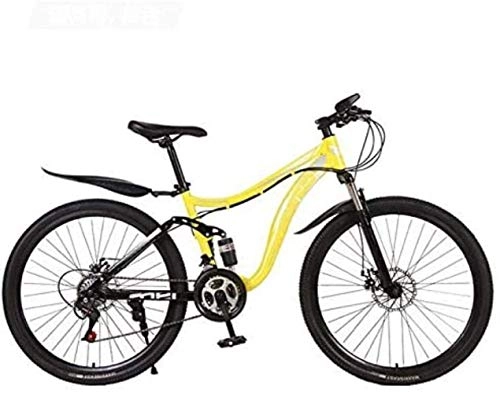 Mountain Bike : WCY Mountain Bike Bicicletta, Acciaio al Carbonio Telaio MTB Bike Sospensione Doppia con Seduta Regolabile, Doppio Freno a Disco, 26 Pollici Ruote 5-27 (Colore: B, Dimensione: 27 velocità) yqaae