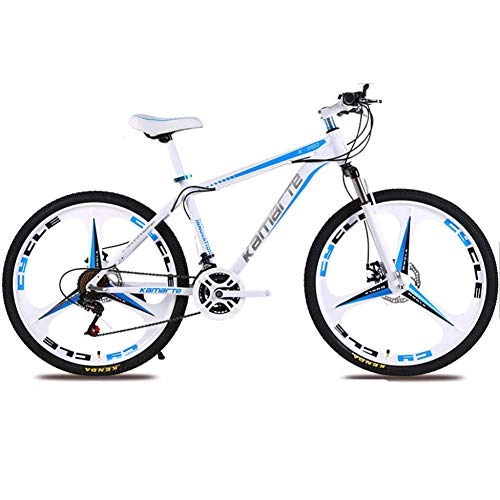 Mountain Bike : WDLY Bicicletta Pieghevole A velocità Variabile Mountain Bike 21 velocità della Bici di Montagna Doppia Anteriore E Posteriore Freni Uomini E Donne Adulti Bambini Biciclette, Blu, 24inch