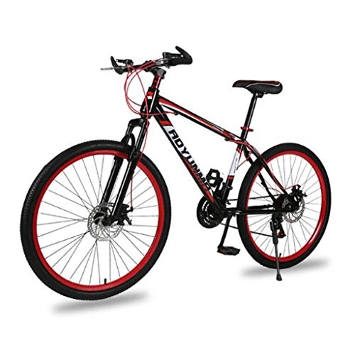 Mountain Bike : WGYCREAM Bicicletta Mountainbike, MTB, Mountain Biciclette 26" Ammortizzante 21 velocità Ravine MTB Doppio Freno a Disco Anteriore Sospensione Acciaio al Carbonio Telaio (Color : Red)