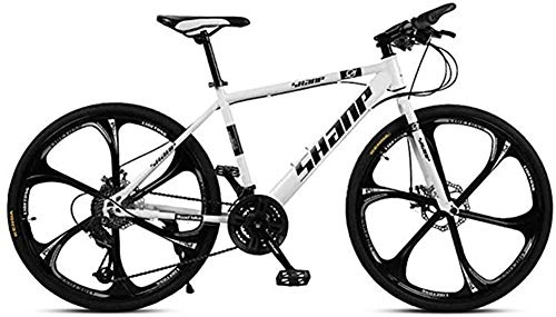 Mountain Bike : WJH 26 Pollici per Adulti Mountain Bike, Una variabile Ruota off-Road velocità Uomini e Donne Biciclette, Bianca, 27 Speed 24 Inches