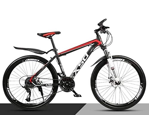 Mountain Bike : WJSW Mountain Bike con Ruote da 26 Pollici per Adulti, Bicicletta per ammortizzatori Fuoristrada da Città per Studenti (Colore: Nero Rosso, Dimensioni: 30 velocità)