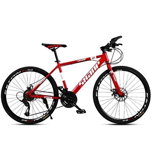 Mountain Bike : WJSW Mountain Bike per Adulti Telaio di Assorbimento degli Urti in Acciaio al Carbonio - City Road Bicycle (Colore: Rosso, Dimensioni: 30 velocità)