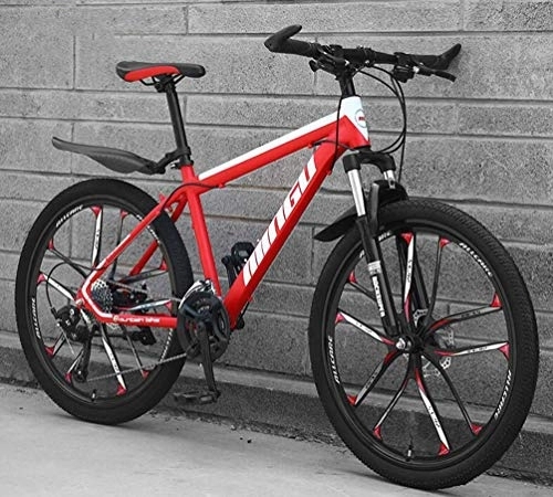 Mountain Bike : WJSW Mountain Bike per Adulti Uomo MTB - Bicicletta da Mountain Bike Ammortizzata a Doppia Sospensione (Colore: Rosso, Dimensioni: 30 velocità)
