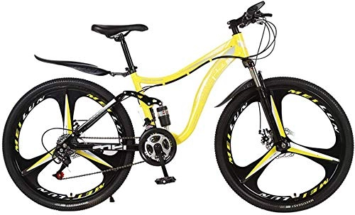 Mountain Bike : WSJYP Mountain Bike da 26 Pollici per Fuoristrada, Doppia Bici da 21 velocità per Bici da Montagna Ad Assorbimento degli Urti per Uomo e Donna, Yellow