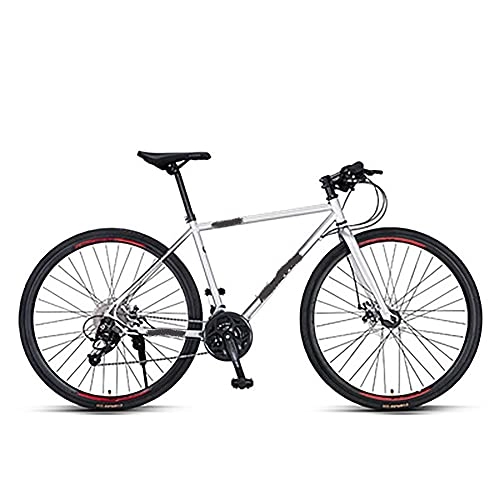 Mountain Bike : WXXMZY Mountain Bike 700C Unisex, Mountain Bike da Città A 27 velocità per Adulti E Adolescenti, Mountain Bike con Forcella Ammortizzata in Acciaio al Carbonio (Color : Silver)