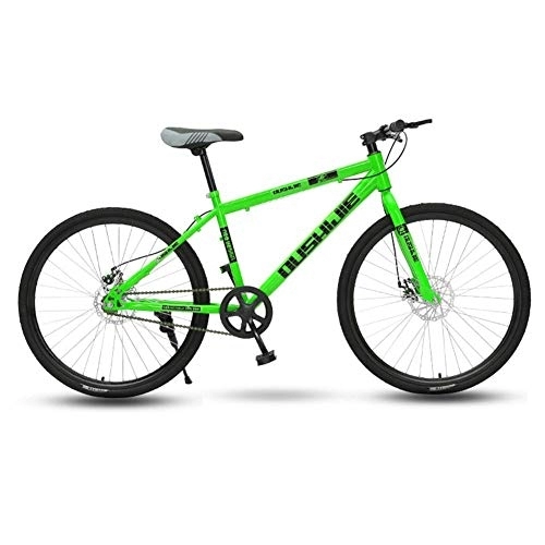 Mountain Bike : XBSLJ Mountain Bike, Bici da Città Bicicletta, 26"Sospensione Anteriore da Uomo Mountain Bike 19" Freni a Disco Meccanici a Singola velocità con Telaio, Verde, 26