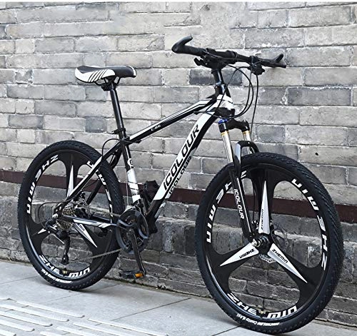 Mountain Bike : xiaoyan Country Mountain bike da uomo Hardtail in lega 24 velocità, telaio doppio freno a disco, mountain bike hardtail con sedile regolabile in acciaio al carbonio, Nero