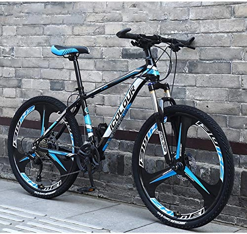 Mountain Bike : Xiaoyan Country, mountain bike da uomo Hardtail in lega a 24 velocità, doppio disco freno telaio MTB Hardtail Mountain bike con sedile regolabile in acciaio al carbonio, Blu