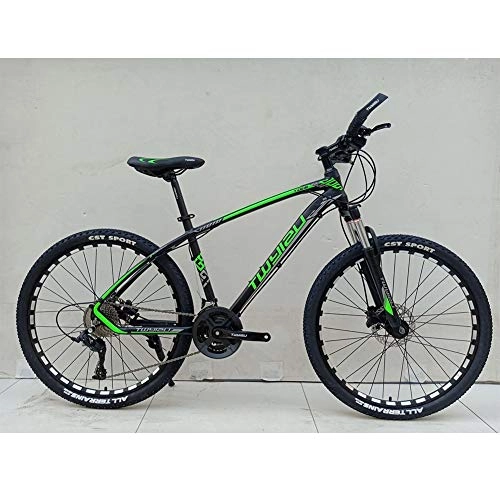 Mountain Bike : XNEQ Mountain Bike da Discesa in Lega di Alluminio da 26 Pollici 27 / 24 / 21 velocità Freno Ad Olio, Rosso, Blu, Verde, Arancione, Verde, 24