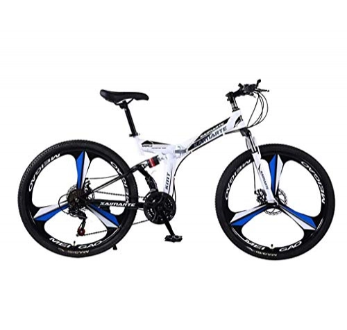 Mountain Bike : Y&XF Folding Mountain Bike, da 26 Pollici, 27-velocità, velocità variabile, Doppio Assorbimento degli Urti, Freni a Doppio Disco, Todoterreno Adulti, Black Blue