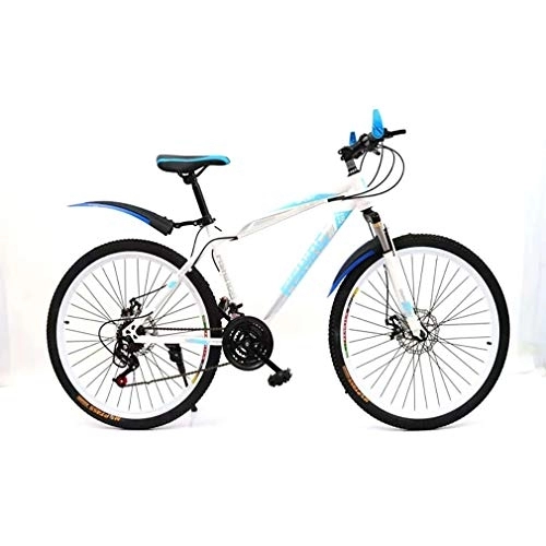 Mountain Bike : YAOXI Mountain Bike con Assorbimento degli Urti La Forcella Ammortizzata, 21-velocità Antiscivolo Presa Bicicletta Freni A Disco di Fronte E Dietro Bici per Bambini, White / Blue, 20Inch