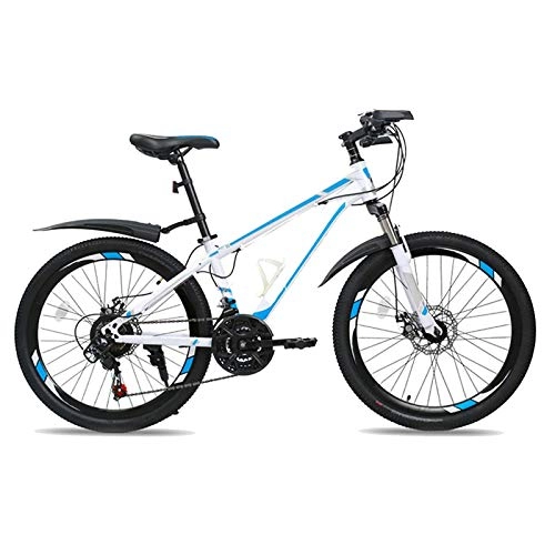 Mountain Bike : Yunyisujiao Mountain Bike, 24 pollici 21 velocità bicicletta a sospensione completa ingranaggi freni a doppio disco mountain bike, bicicletta portatile per adulti per uomini e donne (colore blu)