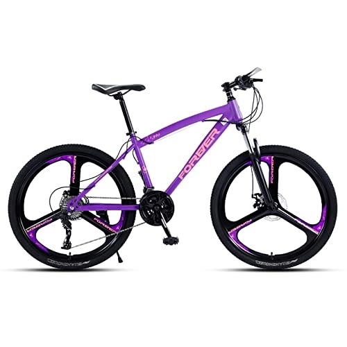 Mountain Bike : zcyg Mountain Bike per Adulti, Ruota 24 / 26 Pollici, 21 velocità con Freno A Disco Leggero in Acciaio al Carbonio per Uomini Donne(Size:24inch, Color:Viola)