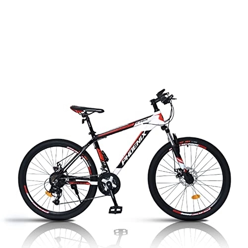 Mountain Bike : zcyg Mountain Bike per Adulti, Trasmissione A 24 velocità, Ruote da 26 Pollici, Acciaio al Carbonio Alto, Forchetta A Sospensione di Blocco E Freno A Disco Doppio, Biciclet(Color:Nero+Rosso)