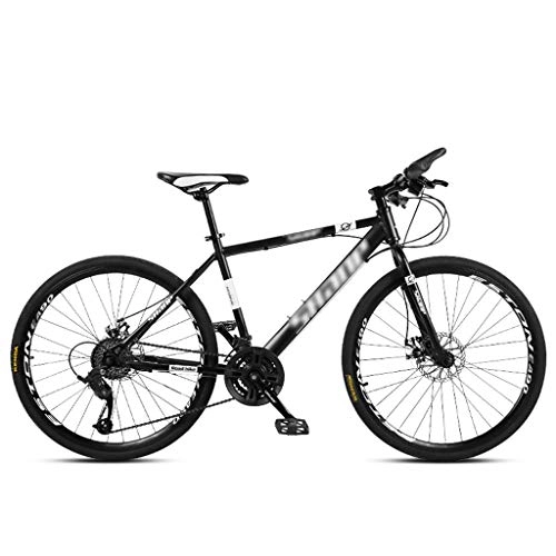Mountain Bike : ZHAN YI SHOP Hybrid Bike, Bike Adventure, con Disco Freno, 21-velocit, 24-26" Wheel, Uomo E Donna di Urban Fitness Bike, Colori Multipli (Colore : Nero, Taglia : 26-inch Wheels)
