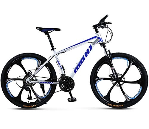 Mountain Bike : ZJMWQ Bicicletta 24、26 Pollici 30 velocità da Uomo Mountain Bike Acciaio Carbonio Bici con Sospensione Anteriore Sedile Regolabile, Montanbike per Ragazzi E Ragazze Carico di 120 kg, Blue-24”