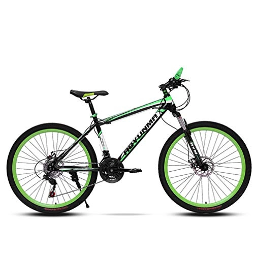 Mountain Bike : ZKHD 24 / 26 Pollici Spoke Wheel, 24-velocit Montagna Che attraversa Il Paese a velocit variabile Biciclette, Urbano Ammortizzante Biciclette, Quattro Colori tra Cui Scegliere, Black Green, 26 inch