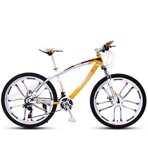 Mountain Bike : ZL Adulti Hardtail Mountain Trail Bike for 24 Pollici Ruote, Caratterizzato da Punto 3 Raggio 10 Biciclette da Strada con parafango, Comfort Sella e ad Alta Resistenza in Acciaio (Colore : Giallo)