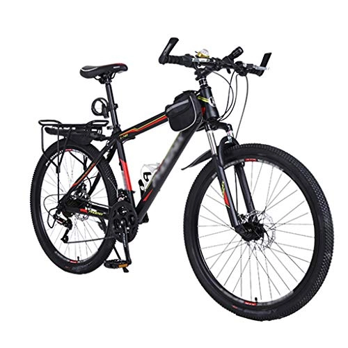 Mountain Bike : ZRN Mountain Bike City Bike, Bicicletta per Adulti 24 / 27 velocità, Sospensione Totale, Unisex, 24 / 26 Pollici Nero-Rosso