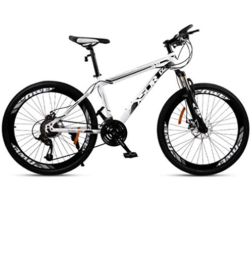 Mountain Bike : ZTBXQ Fitness Sport all'aperto Mountain Bike per Adulti Doppio Freno a Disco / Telaio in Acciaio ad Alto tenore di Carbonio Biciclette Motoslitta Bicicletta Ruote da 24 Pollici Bianco 21 velocità
