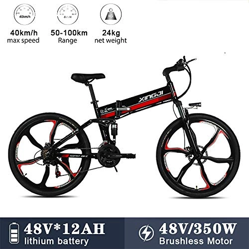 Bicicleta de montaña eléctrica plegables : A WARM HOME Bicicleta elctrica, Montaa e-Bike 26" Ebike para Adulto, Batera de Litio-Ion(48V, 12Ah), 350W, Transmisin de Velocidad Shimano 21