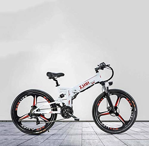 Bicicleta de montaña eléctrica plegables : Adulto Bicicleta eléctrica de montaña, batería de Litio de 48V, aleación de Aluminio Plegable Multi-Link de suspensión, con el GPS y el Aceite del Freno de Disco, B