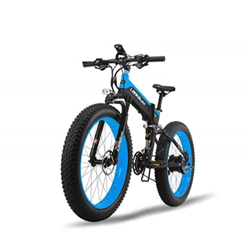 Bicicleta de montaña eléctrica plegables : Adulto Fat Tire Bicicletas de montaña eléctrica, batería de Litio de 48V de aleación de Aluminio Plegable de la Nieve de Bicicletas, con Pantalla LCD de 26 Pulgadas 4.0 Ruedas, C