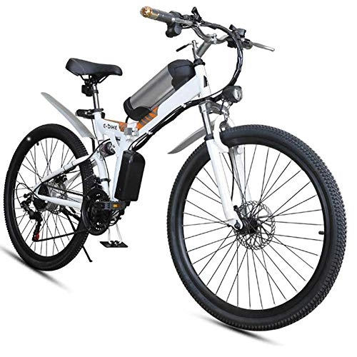 Bicicleta de montaña eléctrica plegables : AGWa Bicicleta eléctrica plegable de 26 pulgadas de nieve Fat Tire Bike 12Ah Li-batería 21 Playa velocidad del crucero de la montaña E-bici con los asientos traseros