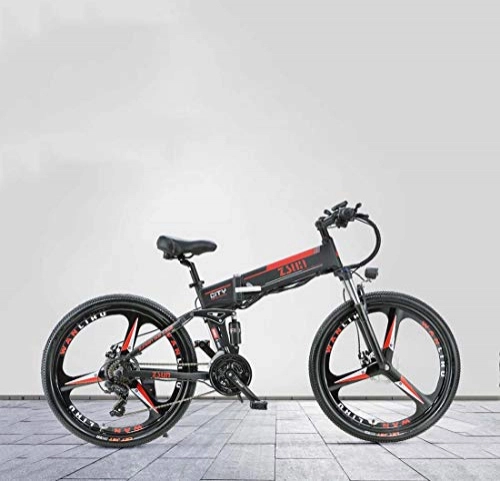 Bicicleta de montaña eléctrica plegables : AISHFP 26 Pulgadas Plegable para Adultos Bicicleta de montaña elctrica, batera de Litio de 48V, con Aceite de Freno de aleacin de Aluminio de la Bicicleta elctrica, Velocidad 21, B