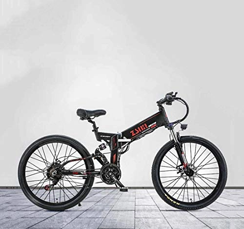 Bicicleta de montaña eléctrica plegables : AISHFP 26 Pulgadas Plegable para Adultos Bicicleta de montaña eléctrica, batería de Litio de 48V, aleación de Aluminio Multi-Link de suspensión, con el GPS antirrobo Sistema de Posicionamiento, B