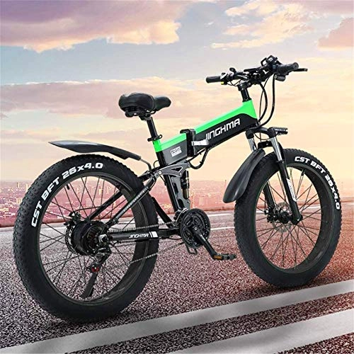 Bicicleta de montaña eléctrica plegables : Alta velocidad Adulto eléctrica plegable de bicicletas, bicicletas de montaña de 26 pulgadas de nieve de la bici, batería de litio de 13Ah / 48V500W Motor, Faro 4.0 Fat Tire / LED y de carga USB del t