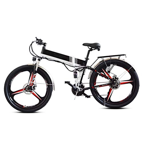 Bicicleta de montaña eléctrica plegables : AMGJ Bicicleta Eléctrica Plegables 10.4Ah 48V, Bicicleta de Montaña Eléctrica Motor 350W, Bicicleta de Montaña 21 Velocidades Bicicleta de Asistencia al Pedal, Black b, 48V 10.4Ah