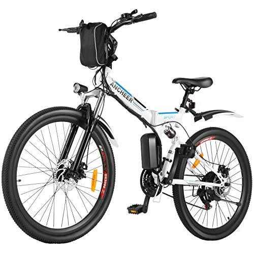 Bicicleta de montaña eléctrica plegables : ANCHEER Bicicleta Eléctrica Plegable 26 Pulgadas, Batería de Litio 36 V 8 Ah, Motor Sin Escobillas 250 W, 26" E-Bike 21 Velocidades para Adultos (Plateado)