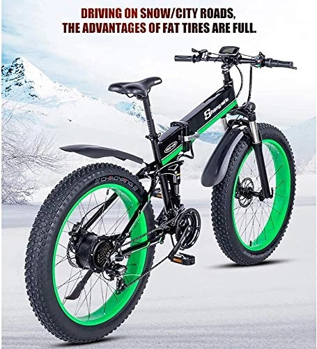 Bicicleta de montaña eléctrica plegables : Bicicleta elctrica E-Bici elctrica Plegable Bici de la Playa Neve Nieve Bicicleta Bicicleta de montaña elctrica 4.0 Fat Tire Bicicleta elctrica 48V1000W 0717