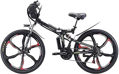 Bicicleta de montaña eléctrica plegables : Bicicleta electrica 26 '' Bicicleta eléctrica plegable de montaña, bicicleta eléctrica de 350W con batería de litio de 48V 8AH / 13AH / 20AH, suspensión completa premium y engranajes de 21 velocidades