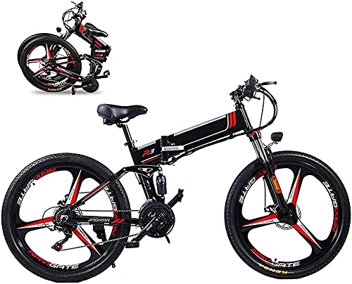 Bicicleta de montaña eléctrica plegables : Bicicleta electrica Bicicleta eléctrica plegable de 350W 26 "Montaña eléctrica de la bicicleta Ebike 21 Velocidad 48V 8A / 10A / 12.8A Batería de litio extraíble Bicicletas eléctricas para adultos 3 M