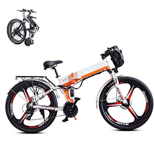 Bicicleta de montaña eléctrica plegables : Bicicleta Electrica Montaña Plegables, Bici Electrica Bicicletas 26 pulgadas, 48V 350W 10.4AH Bicicletas Electricas Plegables Batería de litio Extraíble, ebike Mountain Bike MAX 40km / h, Naranja