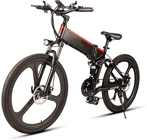 Bicicleta de montaña eléctrica plegables : Bicicleta eléctrica asistida para bicicleta de montaña de 26 pulgadas con batería extraíble de iones de litio de gran capacidad (48 V 350 W) Engranaje de 21 velocidades y tres modos de trabajo para ad