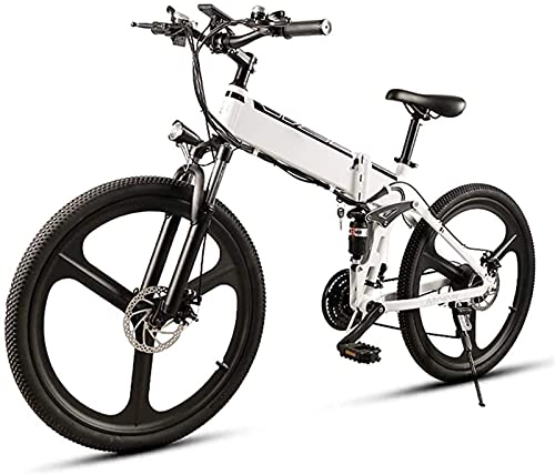 Bicicleta de montaña eléctrica plegables : Bicicleta eléctrica de 26 pulgadas para adultos 350W Bicicleta eléctrica de montaña plegable con batería de iones de litio extraíble 48V10AH, aleación de aluminio Bicicleta de doble suspensión Velocid
