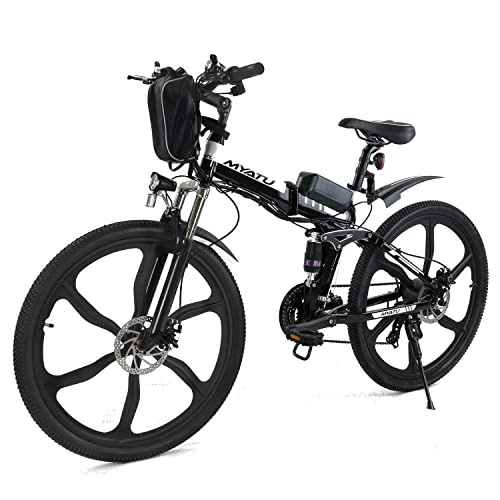 Bicicleta de montaña eléctrica plegables : Bicicleta eléctrica de montaña de 26 pulgadas, plegable, 250 W, batería de 8 Ah, 21 velocidades, de aluminio