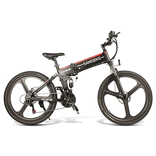 Bicicleta de montaña eléctrica plegables : Bicicleta eléctrica de montaña plegable Pedelec de 26 pulgadas, con batería de litio de 48 V y 10 Ah, motor de 21 velocidades, para hombre y mujer