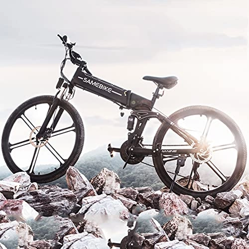 Bicicleta de montaña eléctrica plegables : Bicicleta Eléctrica Plegable, 26" 60km Aleación De Aluminio De Larga Distancia E-Bike Portátil Bicicleta Eléctrica Plegable para Ciclismo, Batería De Lones De Litio De 48V 10Ah, Black