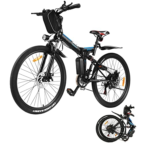 Bicicleta de montaña eléctrica plegables : Bicicleta Eléctrica Plegable, 26 Pulgadas E-Bike 250 W Motor para Bicicleta De Montaña Eléctrica para Adultos, Batería Extraíble de 36 V 8 Ah, Shimano de 21 Velocidades