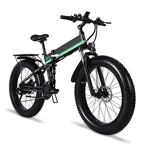 Bicicleta de montaña eléctrica plegables : Bicicleta eléctrica Plegable para Hombres y Mujeres, Bicicleta montaña 26 Pulgadas, Horquilla Delantera con amortiguadores neumáticos, MX01