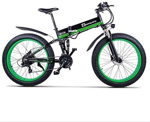 Bicicleta de montaña eléctrica plegables : Bicicleta plegable adulto Bicicleta Eléctrica Plegable De 26 Pulgadas Para Ciclismo De Carretera Para Hombres Adultos | Con 48V 12.8AH Batería De Litio Desmontable De 21 Velocidades Refuerzo De Freno