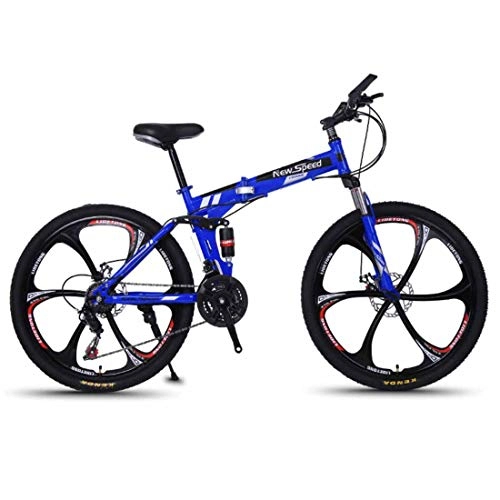 Bicicleta de montaña eléctrica plegables : Bicicleta Plegable De 26 Pulgadas Bicicletas para Adultos para Hombres, Mujer Sistema De Frenos De Doble Disco, Blue