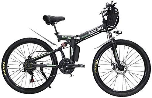 Bicicleta de montaña eléctrica plegables : Bicicletas eléctricas 350W 24 Pulgadas Bicicleta Eléctrica Bicicletas Eléctricas De Montaña Bicicleta De Playa Para La Nieve Para Adultos, Scooter Eléctrico De Aluminio Bicicleta Eléctric(Color:Negro)