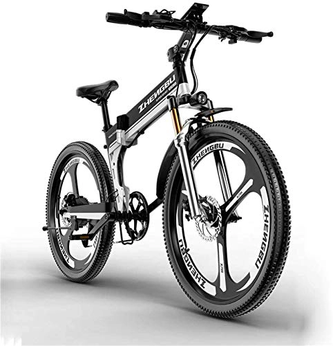 Bicicleta de montaña eléctrica plegables : Bicicletas eléctricas para adultos Bicicleta eléctrica, bicicleta de montaña plegable eléctrica con motor de 48V400W, batería de litio de 12AH, resistencia a 90 km, vehículos todo terreno todoterren