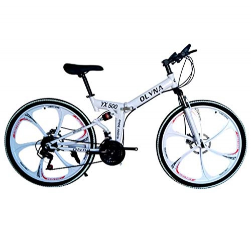 Bicicleta de montaña eléctrica plegables : Bicicletas para Adultos De 26 Pulgadas Bicicletas De Montaa para Hombres Mujer 21 Velocidad (24 Velocidades, 27 Velocidades, 30 Velocidades) Bicicletas De Carretera Plegables, White, 24Speed