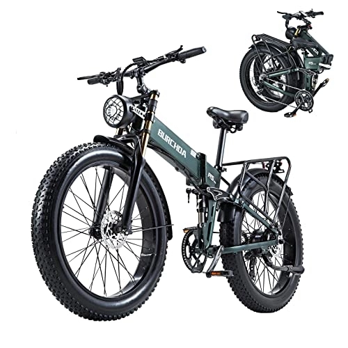 Bicicleta de montaña eléctrica plegables : BURCHDA Bicicleta eléctrica plegable, bicicleta de montaña portátil